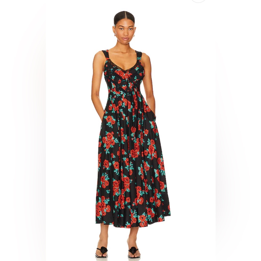 Free People X Revolve Lovers Heart Midi In Black Combo